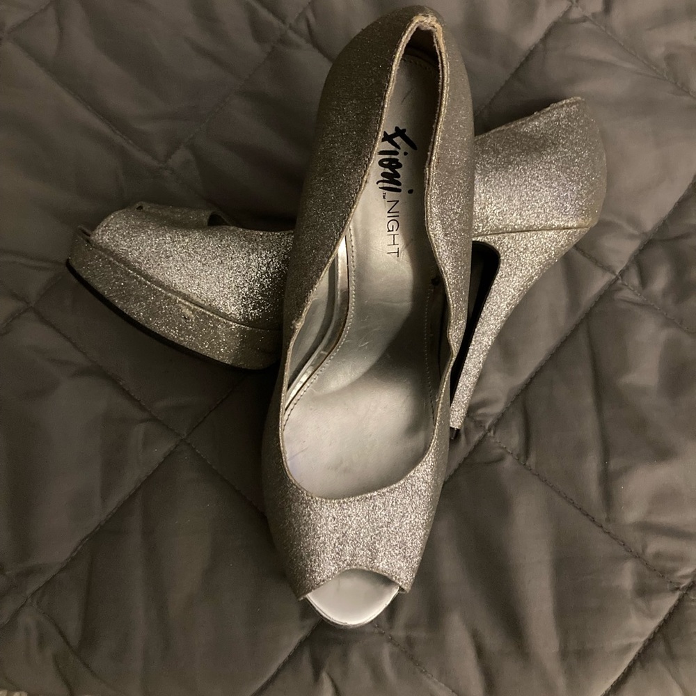 Silver, sparkly heels